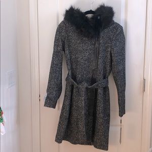 NWT Karl Lagerfeld B/W tweed coat